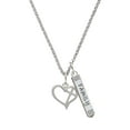 thumbnail image 1 of Delight Jewelry Silvertone Heart Outline with diagonal Cross Silvertone Family Bar Charm Necklace, 23", 1 of 4
