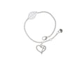 thumbnail image 1 of Delight Jewelry Silvertone Heart Outline with diagonal Cross - Silvertone Leaf Delicate Bracelet, 6.25+1.75", 1 of 4