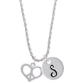 thumbnail image 1 of Delight Jewelry Silvertone Heart Peace Sign Silvertone Script Initial Disc - S - Charm Necklace, 20"+3", 1 of 4