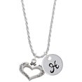 thumbnail image 1 of Delight Jewelry Silvertone Heart with 3 AB Crystals - Courage Strength Wisdom Silvertone Script Initial Disc - H - Charm Necklace, 20"+3", 1 of 4