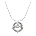 thumbnail image 1 of Delight Jewelry Silvertone Heart with 3 AB Crystals - Friends Family Love Gymnastics Mom Ring Charm Necklace, 18", 1 of 4