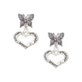 thumbnail image 1 of Delight Jewelry Silvertone Heart with 3 AB Crystals - Stronger Braver Smarter Silvertone Antiqued Butterfly Post Earrings, 1 of 4