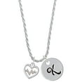 thumbnail image 1 of Delight Jewelry Silvertone Heart with AB Crystal Heartbeat Silvertone Script Initial Disc - K - Charm Necklace, 20"+3", 1 of 4