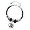 thumbnail image 1 of Delight Jewelry Silvertone Heart with Horse Head Aunt Celtic Knot Leather Bead Bracelet, 7"+2" Extender, 1 of 4