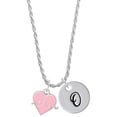 thumbnail image 1 of Delight Jewelry Silvertone Heartbeat on Pink Heart Silvertone Script Initial Disc - O - Charm Necklace, 20"+3", 1 of 4