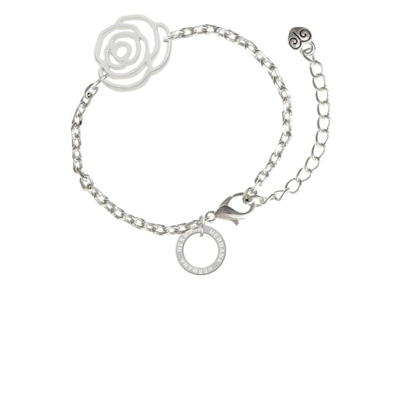 Delight Jewelry Silvertone Hermana Eternity Ring Silver-tone Flower Link Chain Bracelet, 6.75"+2" Extender