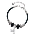 thumbnail image 1 of Delight Jewelry Silvertone Hit Like a Girl with Enamel Volleyball Middle Sister Celtic Knot Leather Bead Bracelet, 7"+2" Extender, 1 of 4