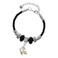 thumbnail image 1 of Delight Jewelry Silvertone Hit the Sweet Spot with Yellow Softball Niece Celtic Knot Leather Bead Bracelet, 7"+2" Extender, 1 of 4