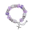 thumbnail image 1 of Delight Jewelry Silvertone Hockey Sticks with Puck Purple Butterfly Bead Charm Bracelet, 7"+1" Extender, 1 of 1
