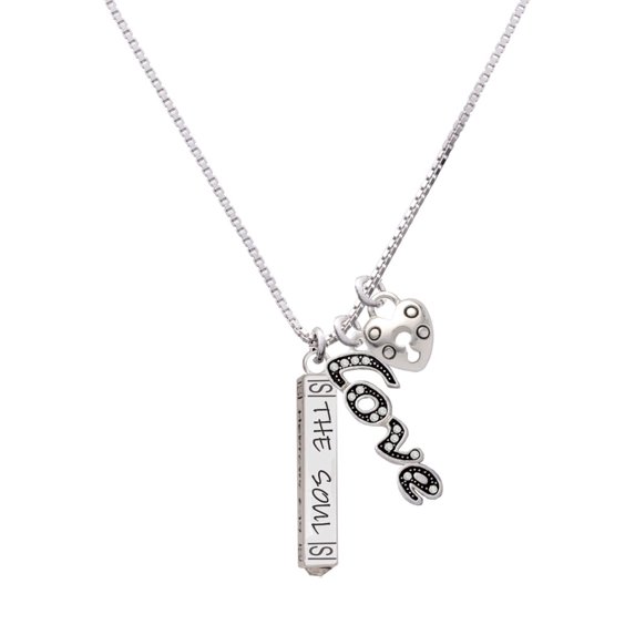 Delight Jewelry Silvertone Hope Anchors the Soul Bar - Love and Lock Charm Necklace, 18"+1"