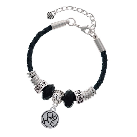 Delight Jewelry Silvertone Hope in Circle Grandmother Celtic Knot Leather Bead Bracelet, 7"+2" Extender