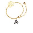 thumbnail image 1 of Delight Jewelry Silvertone Horse Head Gold-tone Flower Link Chain Bracelet, 6.75"+2" Extender, 1 of 4