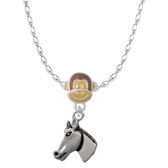 Delight Jewelry Silvertone Horse Head Mia Monkey Charm Necklace
