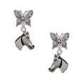 thumbnail image 1 of Delight Jewelry Silvertone Horse Head Silvertone Antiqued Butterfly Post Earrings, 1 of 4
