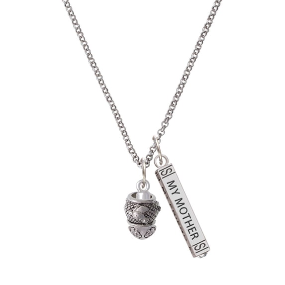 Delight Jewelry Silvertone Horse Head on Hatched Background Spinners Silvertone Always My Mother Bar Charm Necklace, 23"