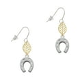 thumbnail image 1 of Delight Jewelry Silvertone Horseshoe Goldtone Leaf French Earrings, 1 of 4