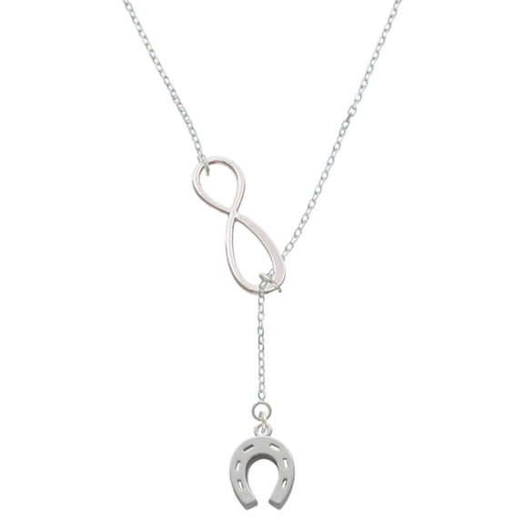 Delight Jewelry Silvertone Horseshoe Silver tone Elegant Infinity Lariat Necklace