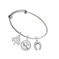 thumbnail image 1 of Delight Jewelry Silvertone Horseshoe Silvertone Let Things Go Tree Charm Bangle Bracelet, 1 of 4