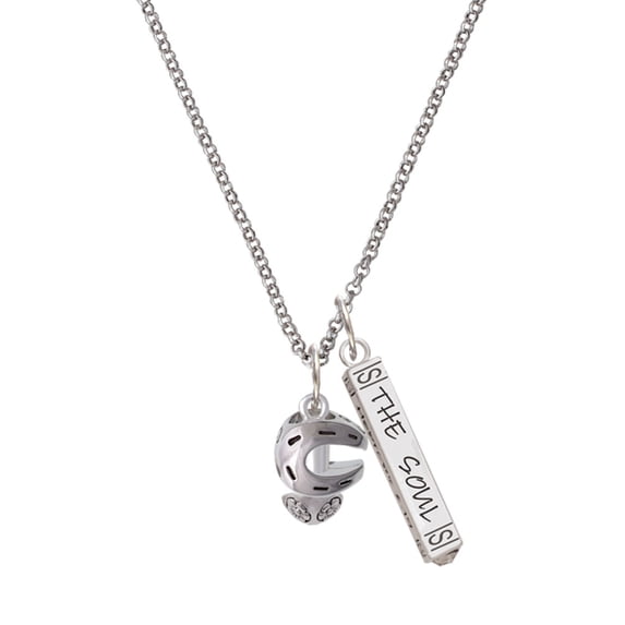 Delight Jewelry Silvertone Horseshoe Spinners Silvertone Hope Anchors the Soul Bar Charm Necklace, 23"