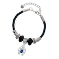 thumbnail image 1 of Delight Jewelry Silvertone Horseshoe with Oval Blue Crystal Best Friend Celtic Knot Leather Bead Bracelet, 7"+2" Extender, 1 of 4