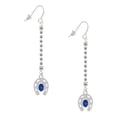 thumbnail image 1 of Delight Jewelry Silvertone Horseshoe with Oval Blue Crystal - Silver-tone Long Sparkle Dangle French Earrings, 1 of 4