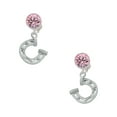 thumbnail image 1 of Delight Jewelry Silvertone Horseshoe with Side Loop Pink Crystal Clip on Earrings, 1 of 5