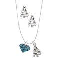 thumbnail image 1 of Delight Jewelry Silvertone Hot Blue Cheetah Print Heart Silver tone Zig Zag Christmas Tree Charm Necklace and Stud Earrings, 1 of 4