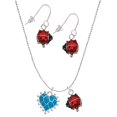 thumbnail image 1 of Delight Jewelry Silvertone Hot Blue Giraffe Print Heart Red Lucky Ladybug Necklace and Dangle Earrings Set, 1 of 6