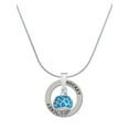 thumbnail image 1 of Delight Jewelry Silvertone Hot Blue Giraffe Print Spinner Hockey Ring Charm Necklace, 18", 1 of 4