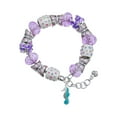 thumbnail image 1 of Delight Jewelry Silvertone Hot Blue Seahorse - Purple Butterfly Bead Charm Bracelet, 7"+1" Extender, 1 of 4