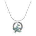 thumbnail image 1 of Delight Jewelry Silvertone Hot Blue Starfish - Silvertone Grandmother Ring Charm Necklace, 18", 1 of 4
