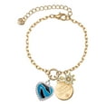 thumbnail image 1 of Delight Jewelry Silvertone Hot Blue Zebra Print Heart Goldtone Discover Dream Explore Zoey Charm Bracelet, 6.5+2" Extender, 1 of 1