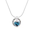 thumbnail image 1 of Delight Jewelry Silvertone Hot Blue Zebra Print Heart Silver-tone You Mean the World to Me Ring Necklace, 18", 1 of 4