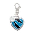 thumbnail image 1 of Delight Jewelry Silvertone Hot Blue Zebra Print Heart - Silvertone Clip on Charm with Clear Crystal Drop, 1 of 4