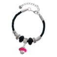 thumbnail image 1 of Delight Jewelry Silvertone Hot Pink Center Spinner Granddaughter Celtic Knot Leather Bead Bracelet, 7"+2" Extender, 1 of 4