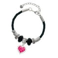 thumbnail image 1 of Delight Jewelry Silvertone Hot Pink Giraffe Print Heart Big Sister Celtic Knot Leather Bead Bracelet, 7"+2" Extender, 1 of 4