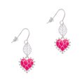 thumbnail image 1 of Delight Jewelry Silvertone Hot Pink Giraffe Print Heart Silvertone Leaf French Earrings, 1 of 5