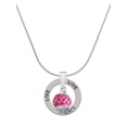 thumbnail image 1 of Delight Jewelry Silvertone Hot Pink Giraffe Print Spinner Live Ring Charm Necklace, 18", 1 of 4