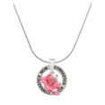 thumbnail image 1 of Delight Jewelry Silvertone Hot Pink Hibiscus Flower Gymnastics Mom Ring Charm Necklace, 18", 1 of 4