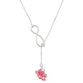 thumbnail image 1 of Delight Jewelry Silvertone Hot Pink Hibiscus Flower Silver tone Elegant Infinity Lariat Necklace, 1 of 4