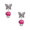 thumbnail image 1 of Delight Jewelry Silvertone Hot Pink Ladybug Spinner Silvertone Antiqued Butterfly Post Earrings, 1 of 4