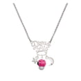 thumbnail image 1 of Delight Jewelry Silvertone Hot Pink Ladybug Spinner Silvertone Dream Big Pendant Necklace, 25", 1 of 4