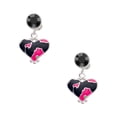 thumbnail image 1 of Delight Jewelry Silvertone Hot Pink Large Cheetah Print Heart Black Crystal Clip on Earrings, 1 of 5