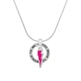 thumbnail image 1 of Delight Jewelry Silvertone Hot Pink Lightning Bolt Silver-tone You Mean the World to Me Ring Necklace, 18", 1 of 4