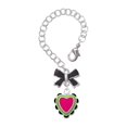 thumbnail image 1 of Delight Jewelry Silvertone Hot Pink & Silvertone Lime Green Heart with Black Ruffles - Silvertone Black Bow Charm Accessory for Tumblers and Thermal Cups, 1 of 4