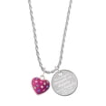 thumbnail image 1 of Delight Jewelry Silvertone Hot Pink Resin Heart in Frame She is Clothed in Stength and Dignity Charm Necklace, 20"+3", 1 of 4