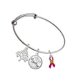 thumbnail image 1 of Delight Jewelry Silvertone Hot Pink Ribbon with Softball Silvertone Let Things Go Tree Charm Bangle Bracelet, 1 of 4