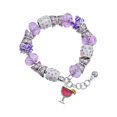 thumbnail image 1 of Delight Jewelry Silvertone Hot Pink Tropical Drink Purple Butterfly Bead Charm Bracelet, 7"+1" Extender, 1 of 1