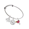 thumbnail image 1 of Delight Jewelry Silvertone Hot Pink Tropical Drink Silvertone Let Things Go Tree Charm Bangle Bracelet, 1 of 4