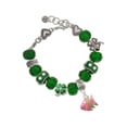 thumbnail image 1 of Delight Jewelry Silvertone Hot Pink Tropical Fish with Lime Green Stripe - Green Irish Luck Bead Charm Bracelet, 7.5", 1 of 4